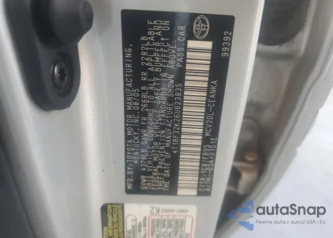 2006 Toyota Camry Le z USA, uszkodzony, nr VIN 4T1BF32K26U623835